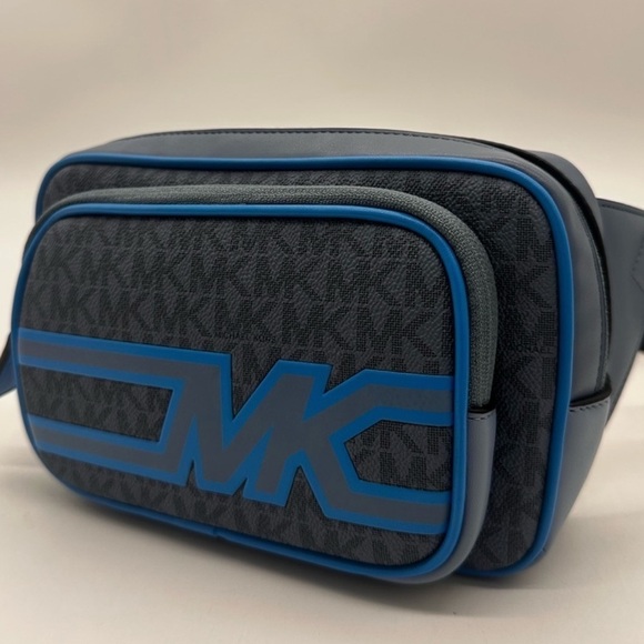 Michael Kors Cooper Double Zip Signature Belt Bag Blue - Picture 2 of 11